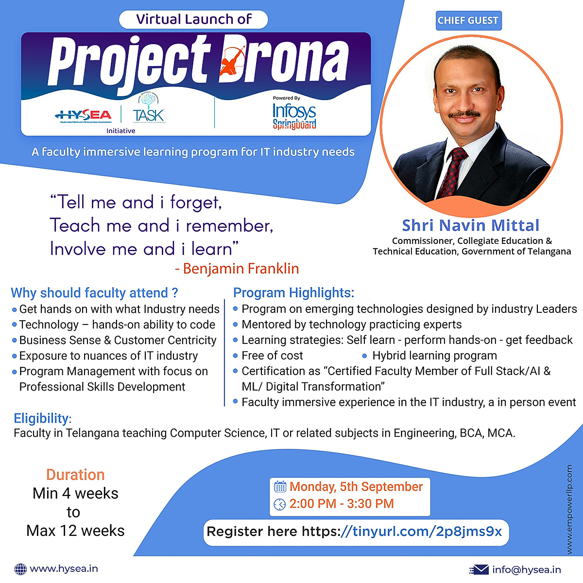 Launch of Project Drona – A faculty development program